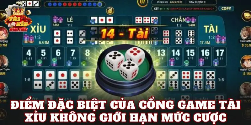 Điểm đặc biệt của cổng game tài xỉu không giới hạn mức cược