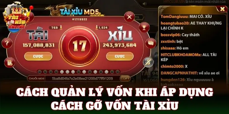 Cách quản lý vốn khi áp dụng cách gỡ vốn tài xỉu